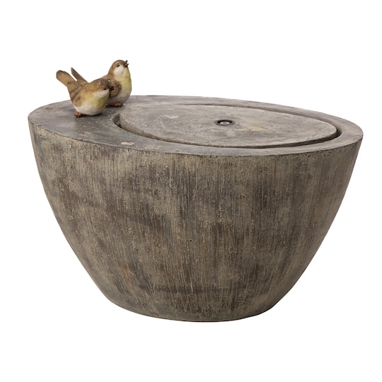Glitzhome® 25" Polyresin Spring Birds Outdoor Fountain with LED Light